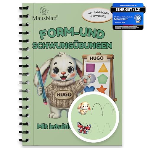Mausblatt® Form- & Schwungübungen ab 4 5 6 - Vorschule Übungshefte ab 4 5 6 Junge & Mädchen - lesen lernen Vorschule – Schreiben lernen - Schreibheft 1 Klasse - Montessori Buch