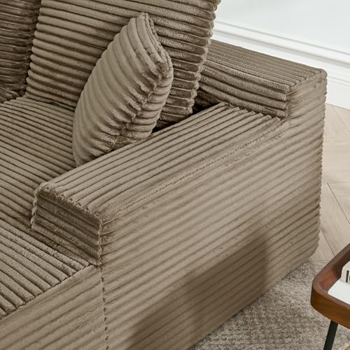 Image of 95 inch Boneless Couches for Living Room, L Shaped Comfy Cloud Modular Sectional Memory Foam Deep Seat Boneless Couch, No Assembly Required Boneless Sofa for Living Room with Right Facing Chaise, Brown