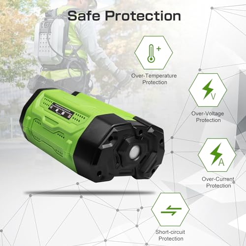 1 Pack 56V 5000mAh BA2800 BA4200 Replacement for EGO Battery,Compatible with EGO 56 Volt Battery Lithium Ion BA2800 BA4200 BA4200T BA1400 BA1400T BA2240 Lawn Mower, Leaf Blower, Chainsaw Tools (Green)
