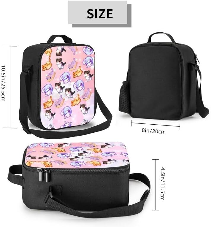 Cartoon Lunch Bags For Boys Girls Lunch Boxes Reusable Insulated Lunchbag With Water bottle Holder Handbags Tote Bag (style-1)