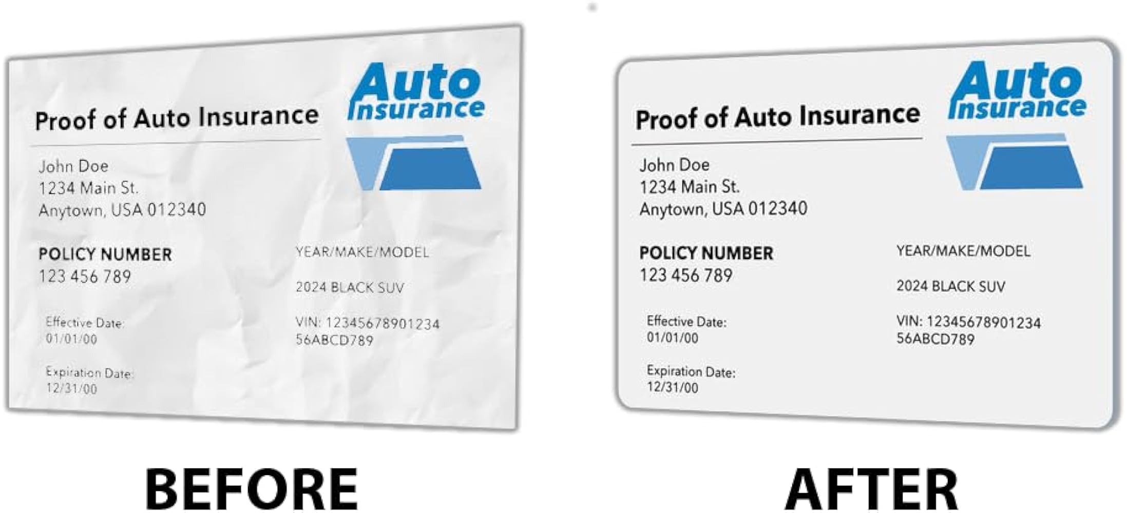 Amazon.com : Custom Auto & Health Insurance Card Printing Service – Durable  Plastic Credit Card-Sized ID Card : Office Products