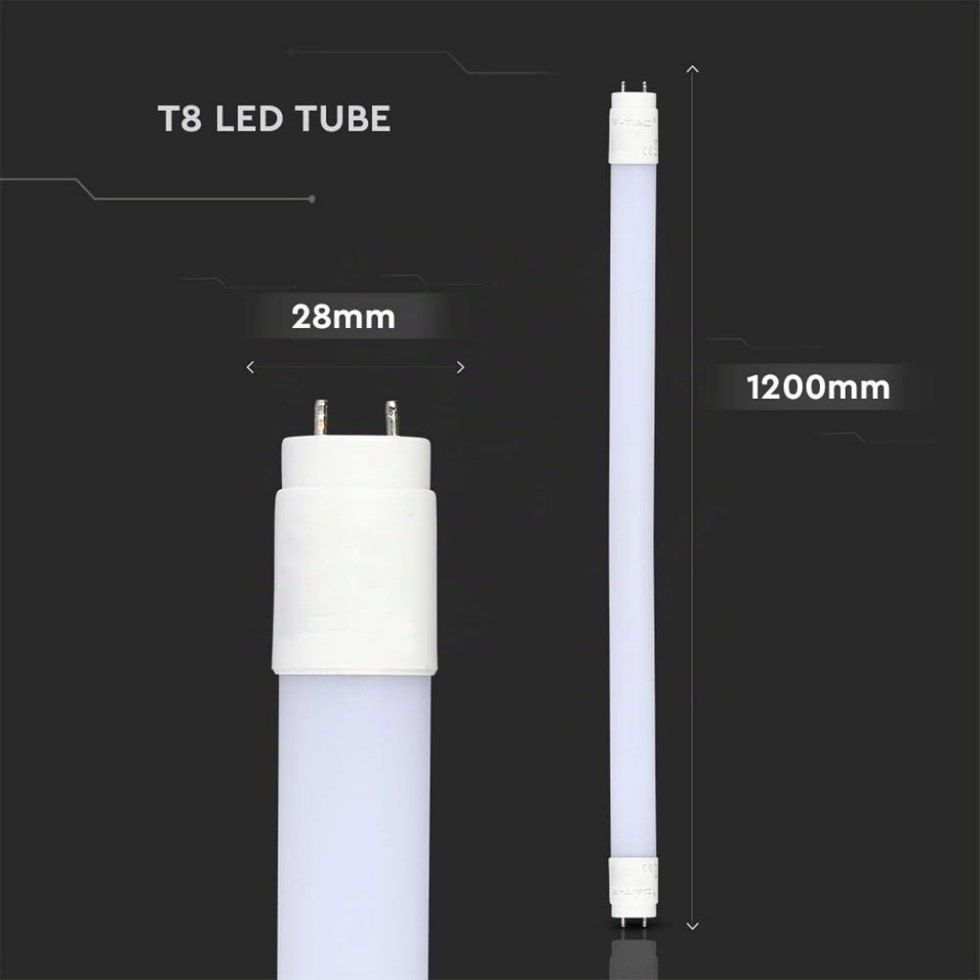 V-TAC 25 Tubi LED 120 CM con attacco G13-18W - 1850 Lumen - [ 25 PEZZI ] - Chip Samsung - Tubi LED per Soffitto, Parete, Garage, Negozio - Tubo forma T8 - Sostituzione Neon - Luce Fredda 6500K