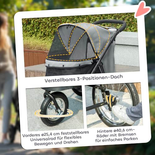 PawHut Hundewagen Jogger Klappbar für Kleine Hunde & Katzen 10 kg Grau