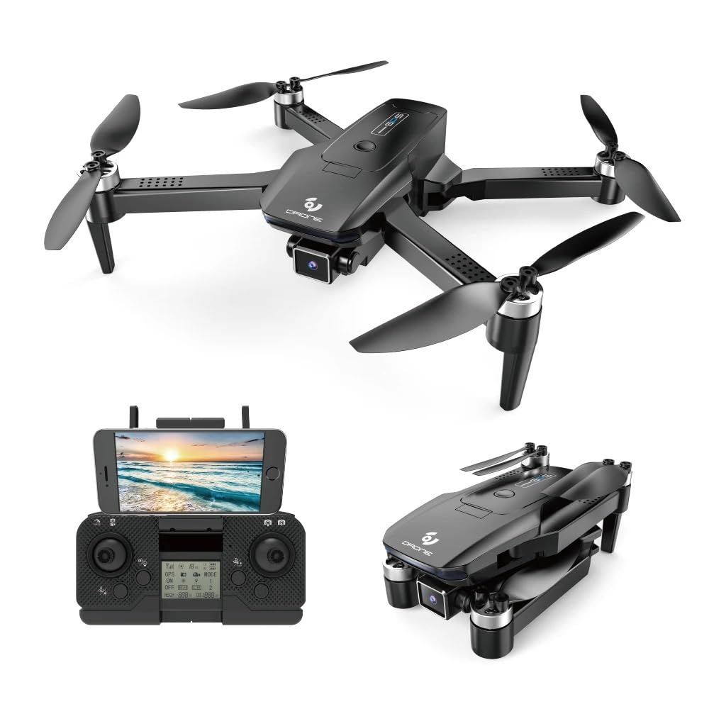 JUGUTEE Drones with UHD Camera for Adults 3 Axis Brushless Drone with 4K/30FPS Video 48MP Photo with 5GHz Transmission, Intelligent GPS Auto Return, Brushless Motor, Auto Return, 3D Flips, Headless Mode, Aerial Photography Multicolor