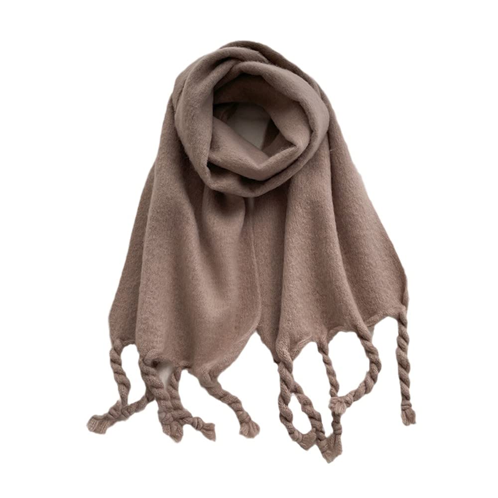 Bufanda larga de invierno ligera y a la moda, de fibra de poliéster, para mujer, de color liso, que mantiene el calor