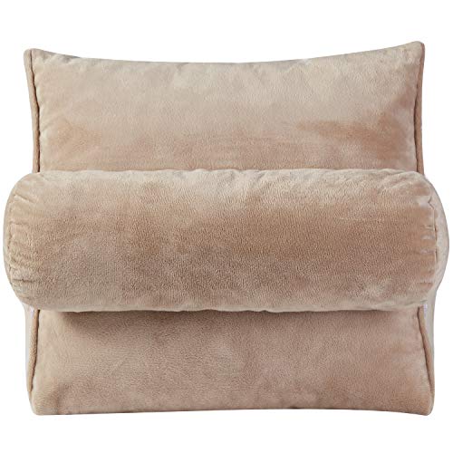 Cheer Collection Wedge Back Support Pillow For Reading, Gaming, And Watching - With Adjustable Neck Pillow, Taupe #TOP1