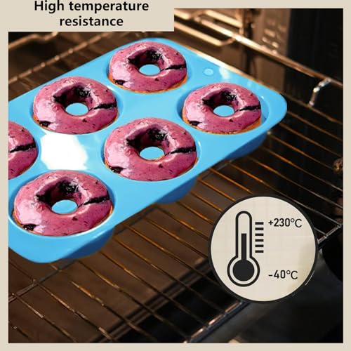 4 PCS Donut Mould, Non-Stick 6 Cavity Silicone Doughnut Tray Pan, Large Baking Molds (Blue, Pink, Green, Purple) - Image 4
