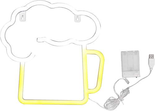 Miniatura 5 de Letreros de neón de cerveza LED para decoración de bar de cerveza blanca amarilla y blanca, luces de neón para bar, playa, tienda, Navidad, fiesta