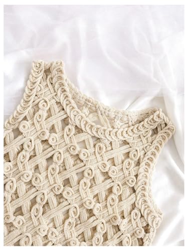 Verdusa Girl's Hollow Out Sleeveless Round Neck Crochet Crop Tank Tops3