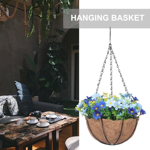 Panier suspendu en fer avec fleurs artificielles durables et créatives