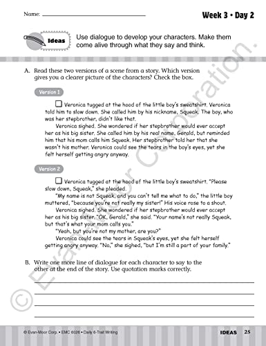 Evan-Moor Daily 6-Trait Writing, Grade 6 Homeschool and Classroom Resource Workbook, Reproducible Worksheets, Teaching Edition, Lesson Plans, Ideas, Organization, Word Choice, Sentence Fluency, Voice - Image 7