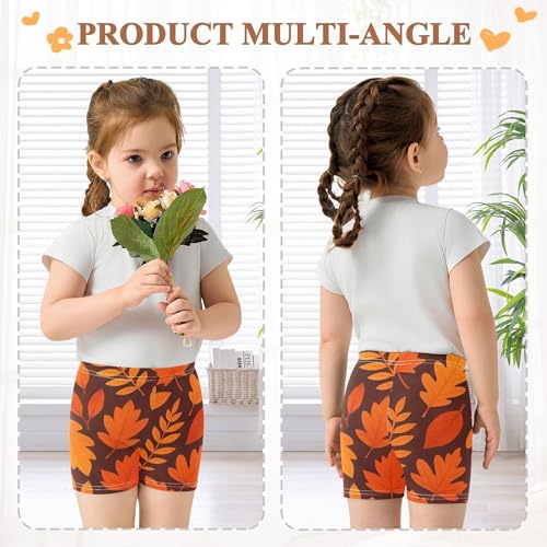 Joisal Toddler Girls Biker Shorts Cotton Shorts for Under Dresses Autumn Leaves Dark Orange Kids Clothes 4t3
