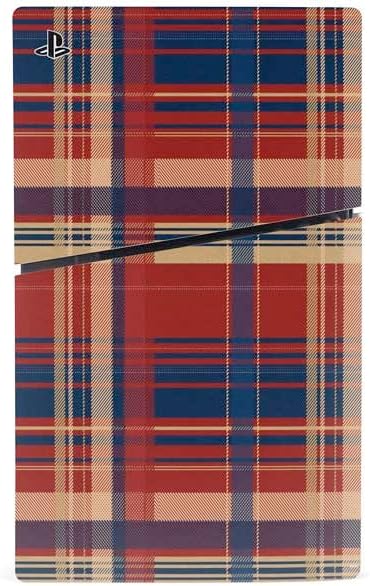 Skinit Decal Gaming Skin Compatible with PS5 Slim Disk Console - Red and Blue Plaid Design