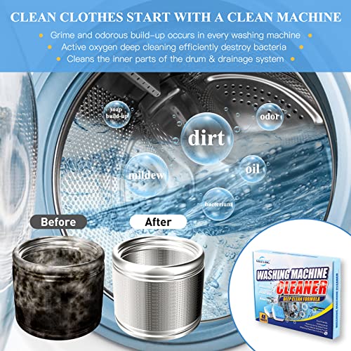 Washing Machine Cleaner Tablets - 48 Pack for Front and Top Loader Machines