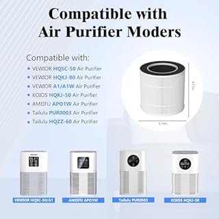 SAKEGDY Enhanced Version A1 Replacement Filter, Compatible with VEWIOR A1 Air Purifier, AMEIFU AP01W, KOIOS HQKJ-50 Air Purifier, 3-in-1 Filtration System with H13 True HEPA, Activated Carbon, 2-Pack.