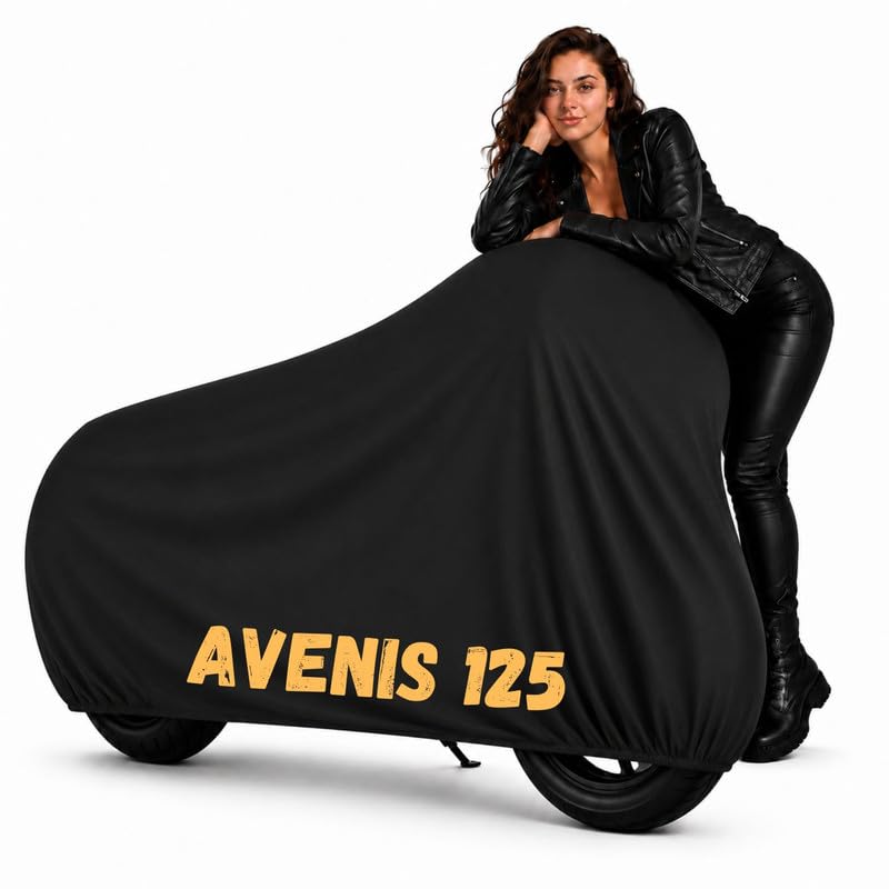 Image of Puroma Waterproof Bike Cover Compatible with ITER Avenis 125 | All Weather Protection from Rain, Dust, & Scratches with Mirror Pockets & Buckle Belt, Black