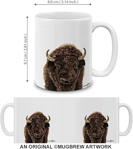 Vista 69 de MUGBREW Taza de té de cerámica de la taza de café de la llama del animal lindo, 11 OZ Alpaca,Bisonte de búfalo americano,Aves frailecillo
