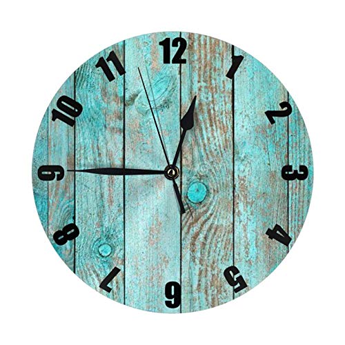 Vintage Shabby Ocean Paint BoardsWall Clock Round Silent Non Ticking 10 Inch Silent Non Ticking Battery Operated for Living Room Kitchen
