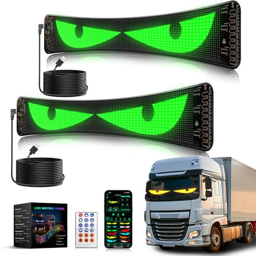 ZIMAOER Yeux LED pour Camion et Voiture, Lampes Devil Eyes pour Auto, Affichage LED Flexible et Programmable, Écran Défilant Personnalisé pour Publicité et Signalisation (2pièces 60x12cm)