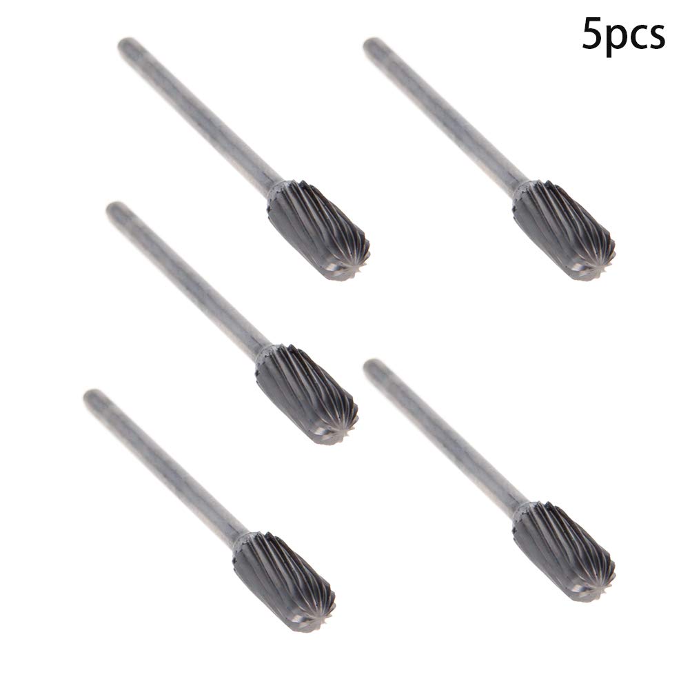 Auniwaig Rotary Files 6mm,Single Pattern Tungsten Steel Alloy 1/8" Shank Top Toothed Cut Cylindrical Shape Rotary Burrs Tool for Die Grinder Drill Bit Wood Soft Metal Carving Polishing 5PCS