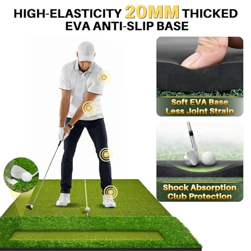 DHUAFDD Golf Mat with Dual-Turf Extra Large 6 x 4ft Golf Hitting Mat with 20mm EVA Base Golf Mats Practice Outdoor & Indoor with 40mm Golf Turf Designed for Golfers of All Levels by DHUAFDD - Image 3