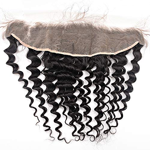 G GHAIR Swiss Lace Frontal Pre Plucked 13x4 Ear to Ear 100% Human Hair Brazilian Virgin Deep Wave Hair 12A ,Lace Frontal 20 Inch