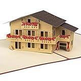 PaperCrush® Pop-Up Karte Haus „Almhütte“ [NEU!] - 3D Glückwunschkarte zum Hausbau, Hauskauf oder Eigenheim - Besondere Gutscheinkarte für Hotel, Hotelgutschein inkl. Umschlag