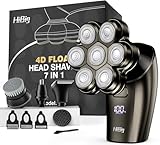 Head Shavers for Bald Men - Glatzen Rasierer Herren - 7D Gebogener Magnetischer Abnehmbarer Elektrischer Rasierer Herren - 5 in 1 Glatzenrasierer - IPX7 Nass Trocken Rasierer Herren - Grau