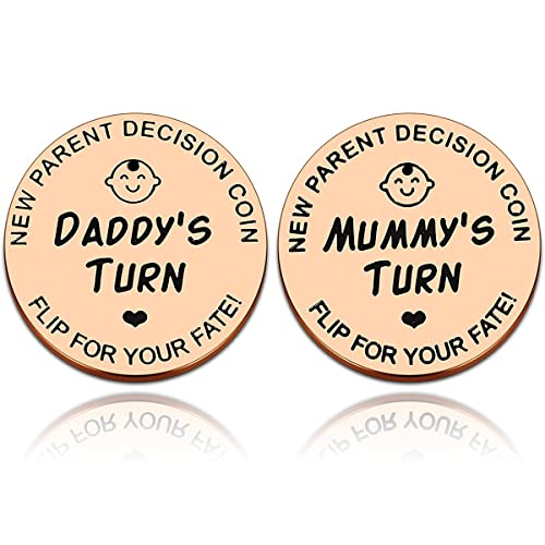 JOOTUEPO Newborn Baby Gifts, for New Parent Mom Daddy Funny Decision Coin, Gifts for New Mum Dad(Gold), 30 mm