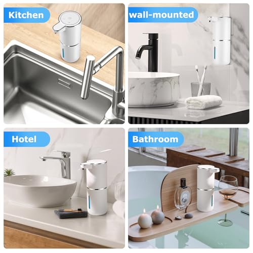 2 Pack Automatic Soap Dispensers,12.8oz/380ml USB Touchless Automatic Foaming Soap Dispenser,Rechargeabled Wall Mounted Smart Soap Dispenser for Bathroom Kitchen Dish Soap by VZZNN - Image 7