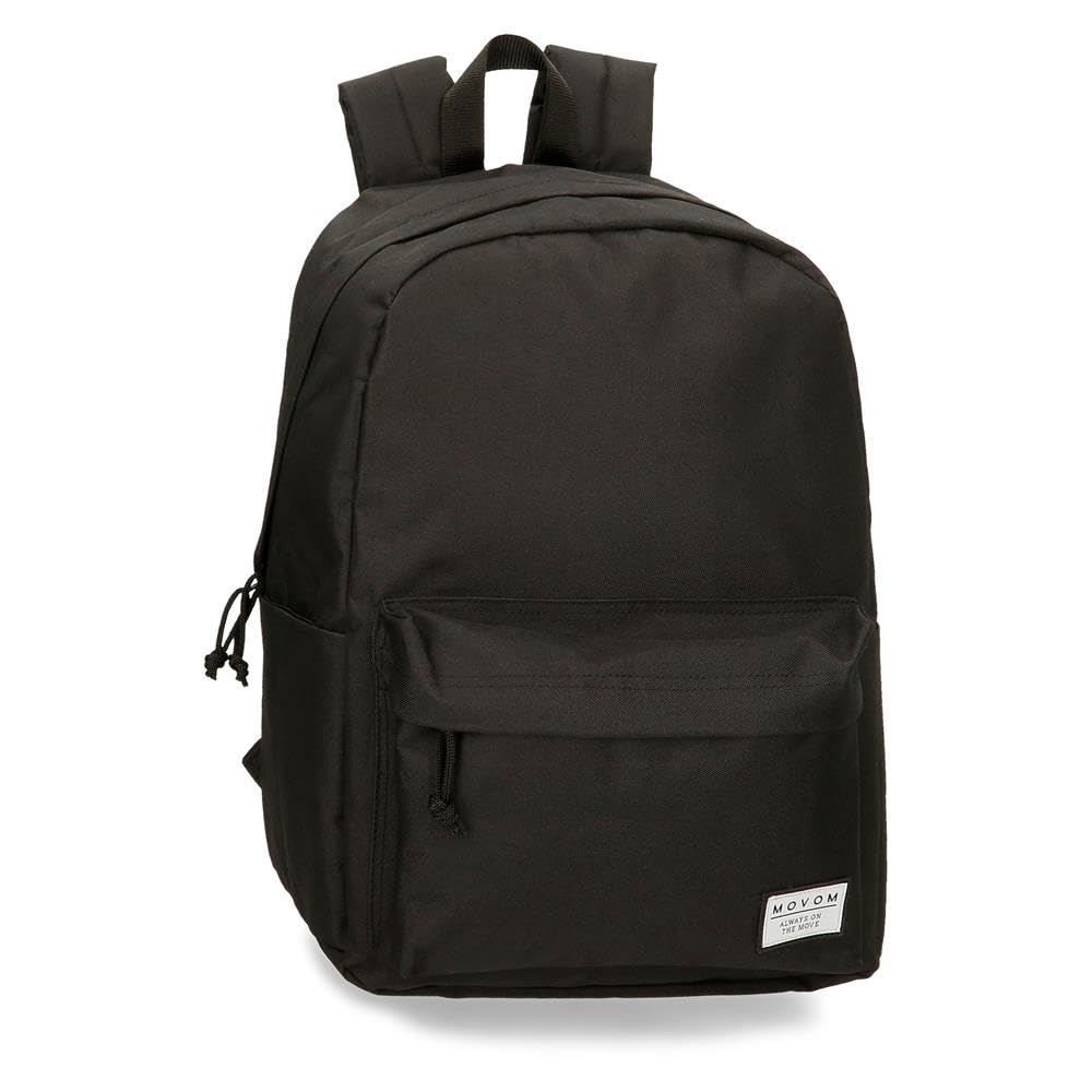 Movom Always on The Move School Backpack Adaptable to Cart Black 31.5x45x15cm Polyester 21.26L, Black/White, School Backpack Adaptable to Trolley