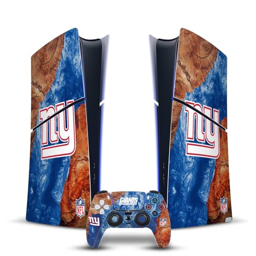 Skin PS5 Slim New York Giants vinyle effet bois et résines autocollant de jeu sous licence NFL