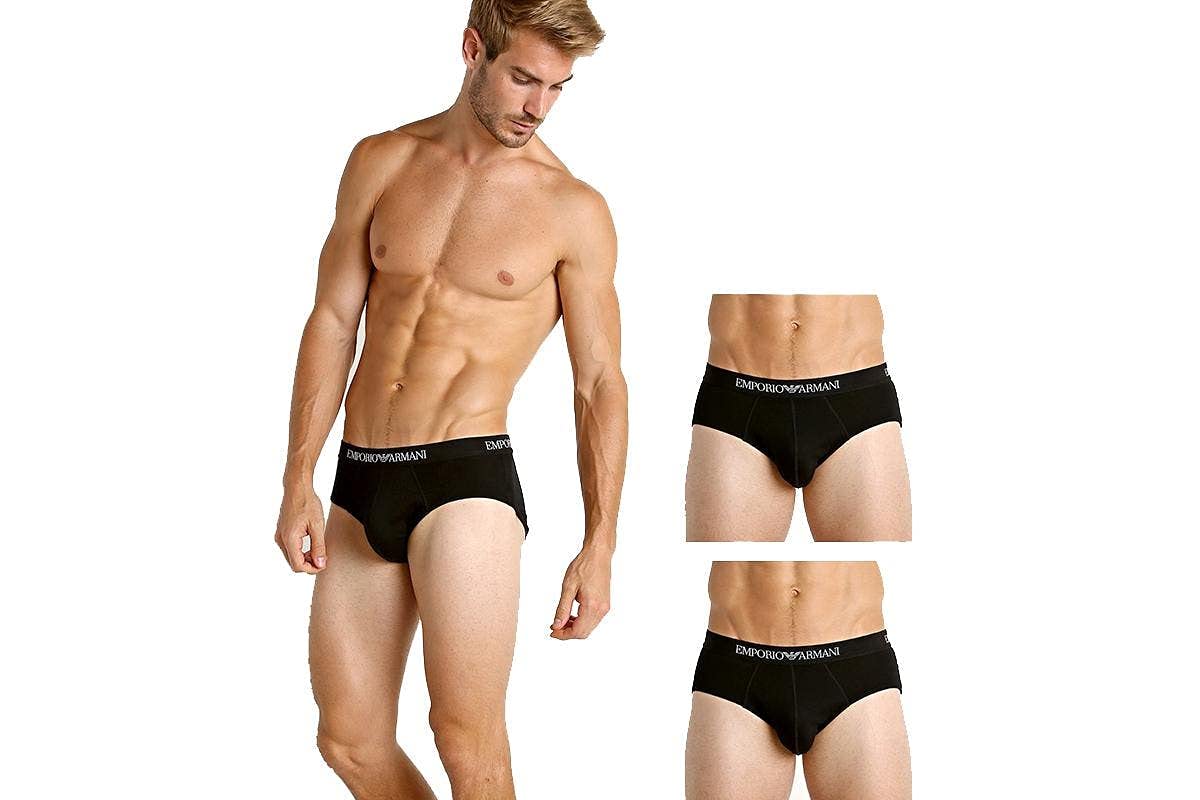 Emporio Armani Men's 3-Pack Pure Cotton Briefs, Black - Size: 32/33/32