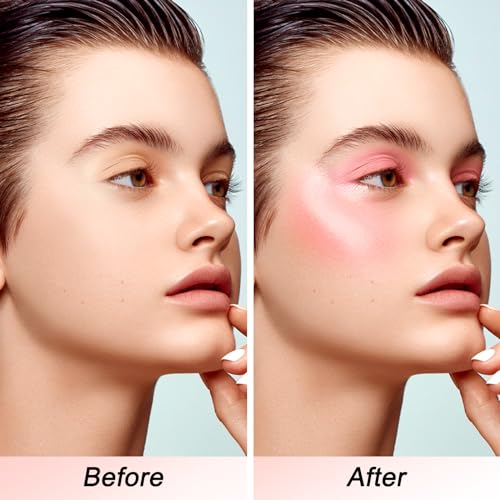 Boobeen Blush Compact for Face, Matte Shimmer Baked Cream Blush Cheeks Powder Palette Buildable Blusher Powder Makeup for a Radiant Long-Lasting Natural Glowing, with Brush - Image 4
