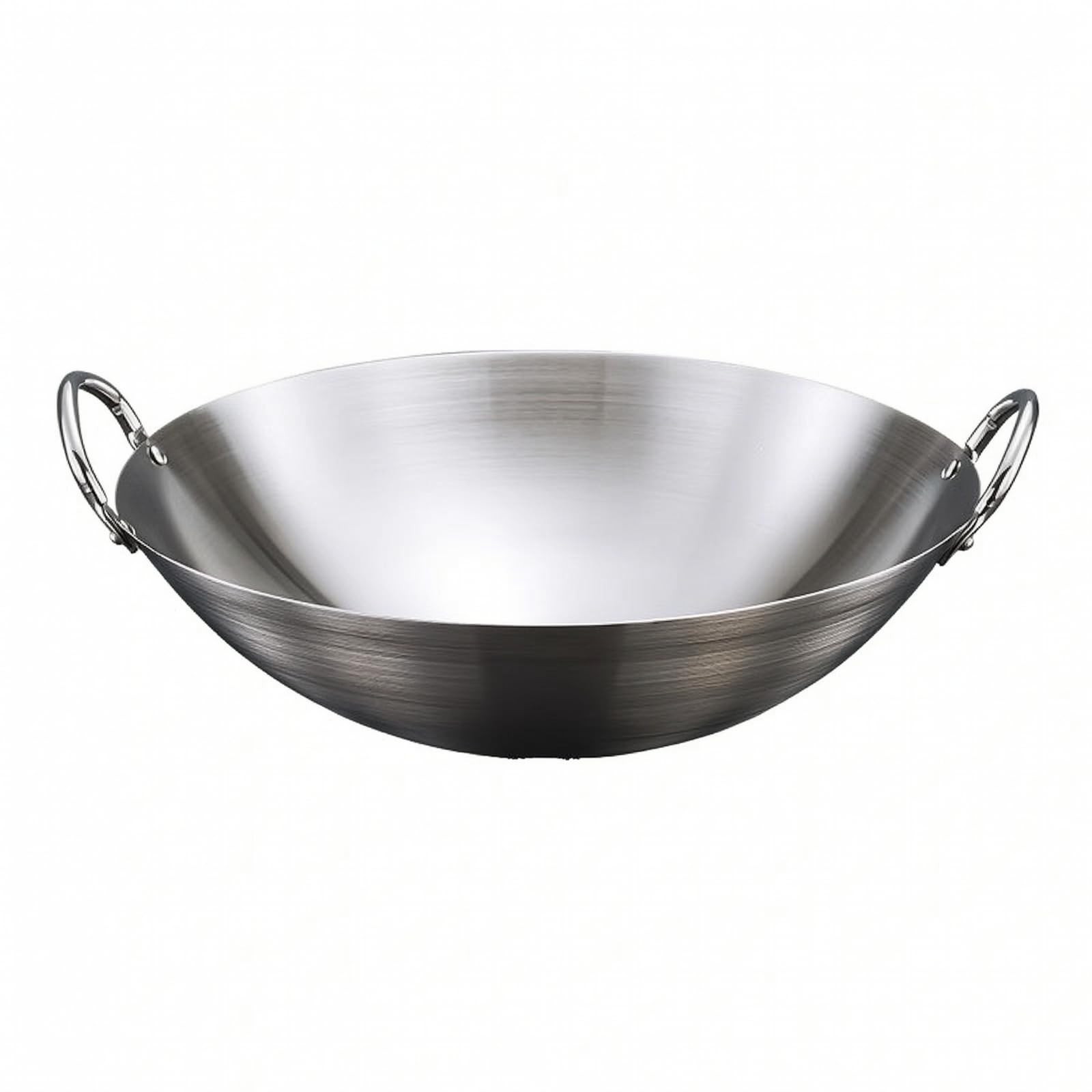 Qianly Wok à Fond Rond Spacieux Wok Profond Poêle à Frire Poignée pr Cuisiniers Amateurs, 50 CM