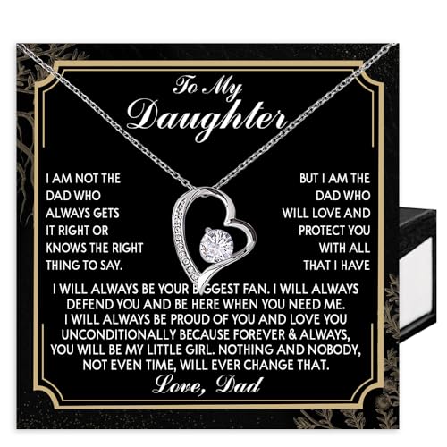 To My Daughter Necklace from Dad with Forever Love Message & Elegant Box, Daughter Gifts from Dad, Birthday Gift for Daughter Adult, Father Daughter Necklace, Daddy Daughter Gifts for My Daughter