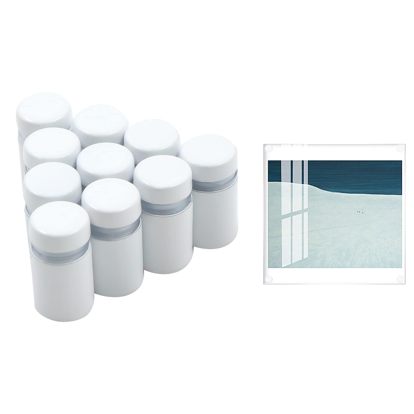Vite Pubblicità Viti di Fissaggio Bulloni - 12pcs Distanziatori a Vite per Insegne e Occhiali, Acciaio Inossidabile (Bianca 12x20 mm)