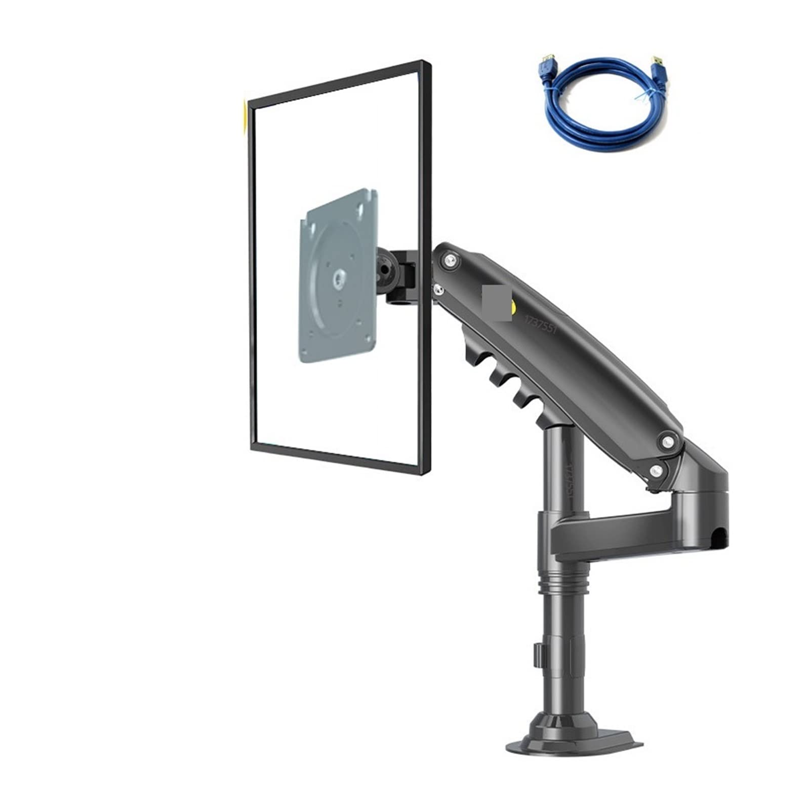 MeLphiH80 17"-27" Gas Spring Monitor Desktop Stand 2-9kg with Column Flexi Tv Table Mount 360 Rotate Support LCD Bracket Clamp Hole (Color : H80 with 1XUSB3.0)