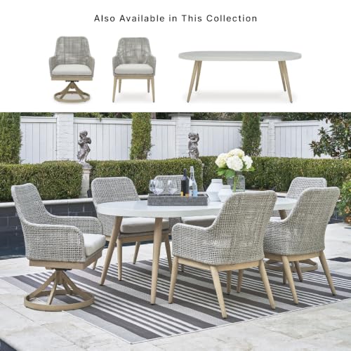 Signature Design by Ashley Seton Creek Cottage Nuvella Weather Resistant Fabric Outdoor Dining Arm Chair with Cushion, Set of 2, Light Brown & Light Gray - image 6