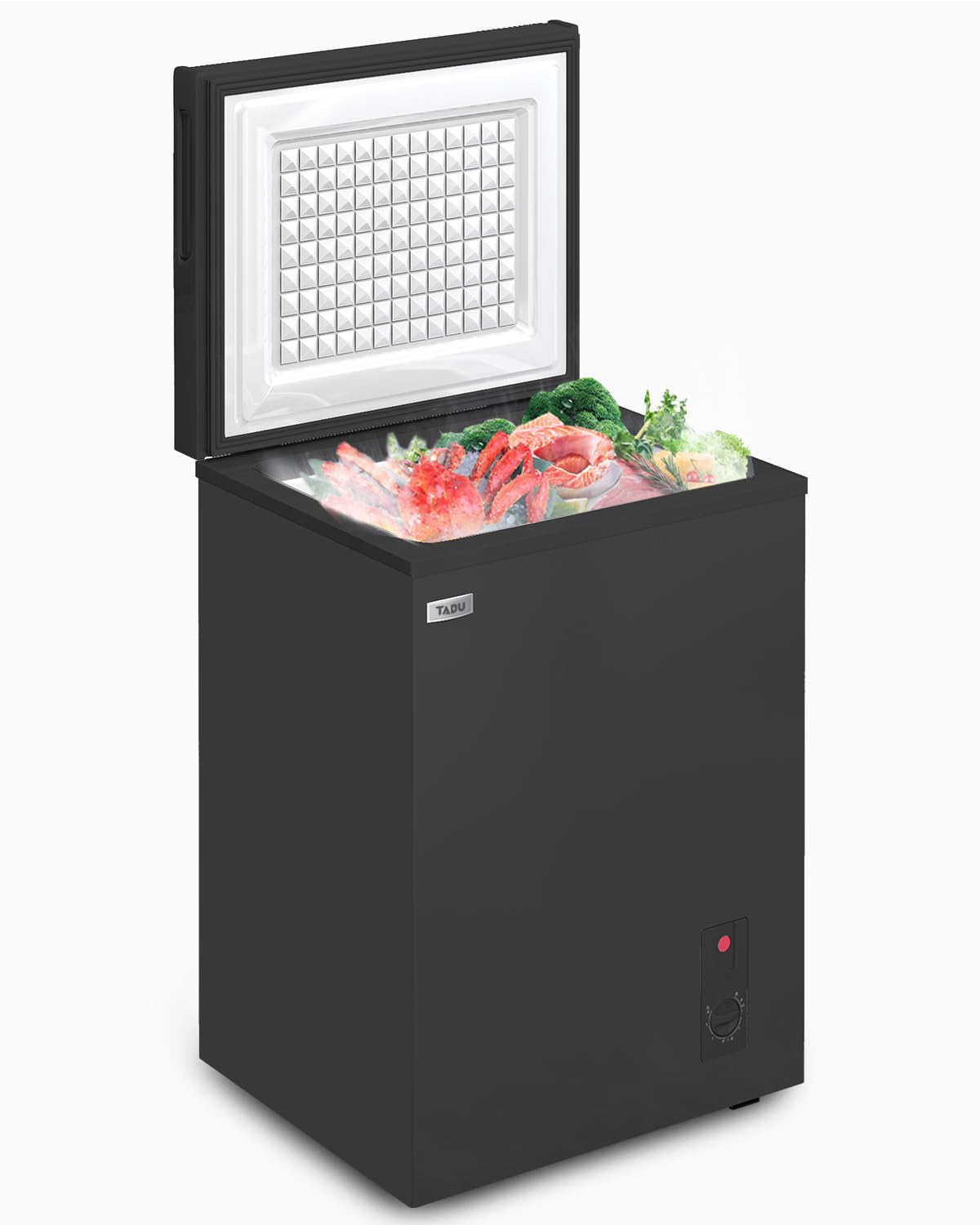 Tabu 3.5 Cu Ft Chest Freezer, Deep Freezer With Removable Storage Basket, Top Open Door Small Chest Freezer With 7 Level Adjustable Temperature, Compact Freezer With Top Open Door (Black) on Fridge.com - View 2