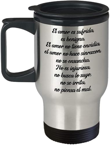 1 Corintios 134-5 regalos cristianas catolica de tasa de viajar para cafe con versiculos de la biblia en espanol