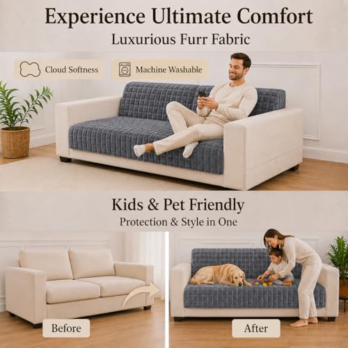 Image of STITCHNEST 'Haven Soft Series' 3 Seater Sofa Cover |Premium Velvet Fabric, Washable & Durable Furniture Cover for Modern Living Rooms