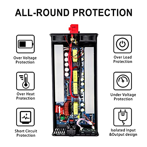 2000W Zuivere Sinus Omvormer DC 24V naar 230V AC Voltage Converter Omvormer Converter Piekvermogen 4000W met LED Display… - Afbeelding 3