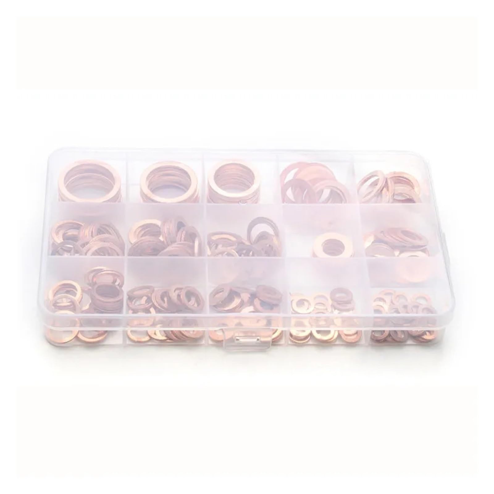 Juego de juntas de arandela de cobre con anillo tórico de 100/200/250/300/568 piezas, M4-M28, anillo de sello plano for barco, anillo de sello plano, tapón de cárter, juntas de aceite(568PCS M5-M28)
