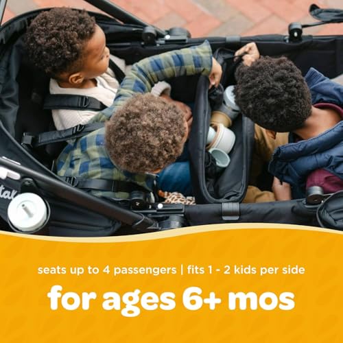 Image of Larktale Caravan Coupe Quad, Byron Black - Compact Stroller Wagon for Kids & Babies - Seats up to Four Passengers with 215 lbs. Total Weight Capacity - Dual Sun Canopies - 2024 Version