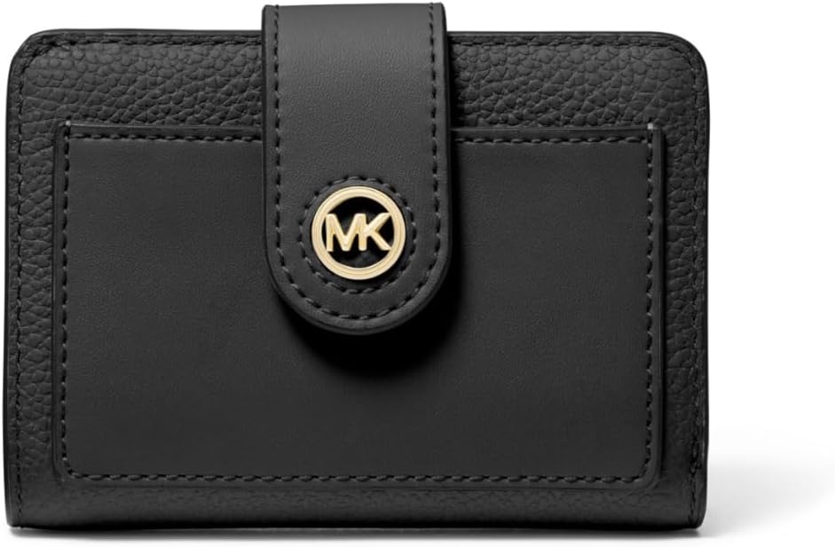 Cartera compacta con bolsillo y lengüeta pequeña Mk Charm para mujer
