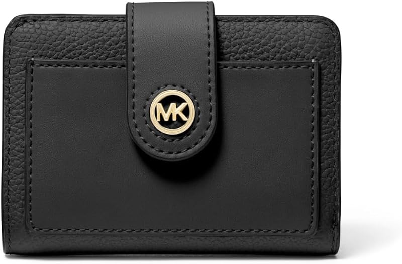 Cartera compacta con bolsillo y lengüeta pequeña Mk Charm para mujer