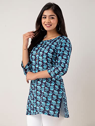 Image of feranoid Women Cotton Printed Straight Short Kurti