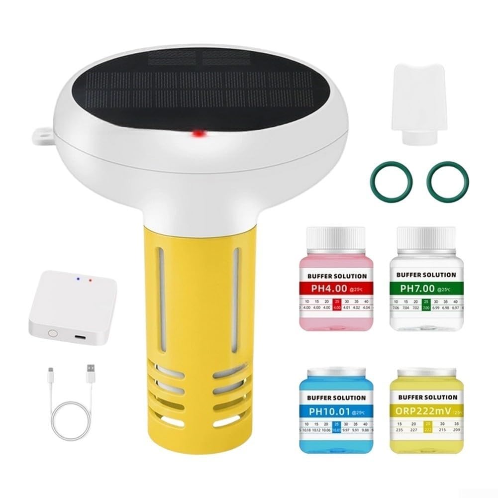 7 en 1 para monitor inteligente de calidad del agua Tuya, pH digital sal CL ORP Conductividad Probador de temperatura para piscina y spa uso (B)