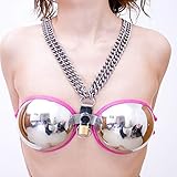 Female Chastity Device Bra Stainless Steel Adjustable BDSM Slave Metal Lockable Underwear Chain Bondage Game Erotic Slave Fetish Sex Toy Ladies Style (Pink)